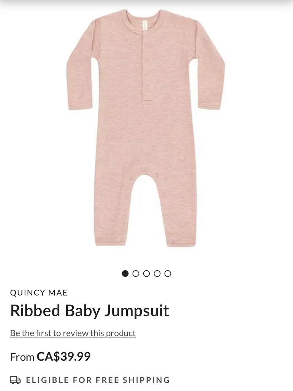 Quincy Mae Ribbed Jumpsuit in Blush